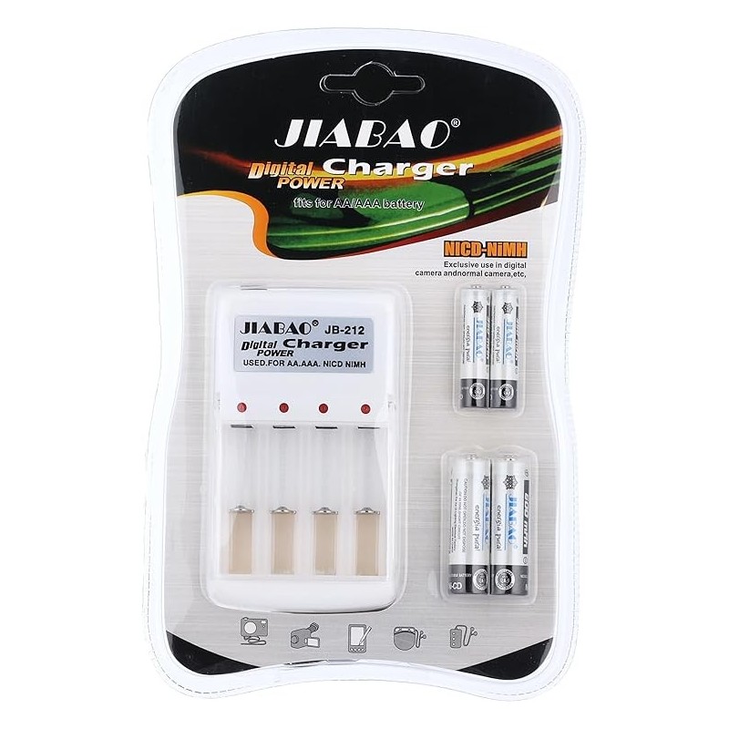 JIABAO JB-212 Digital Power Battery Charger With 4 Free Ni-Mh Batteries